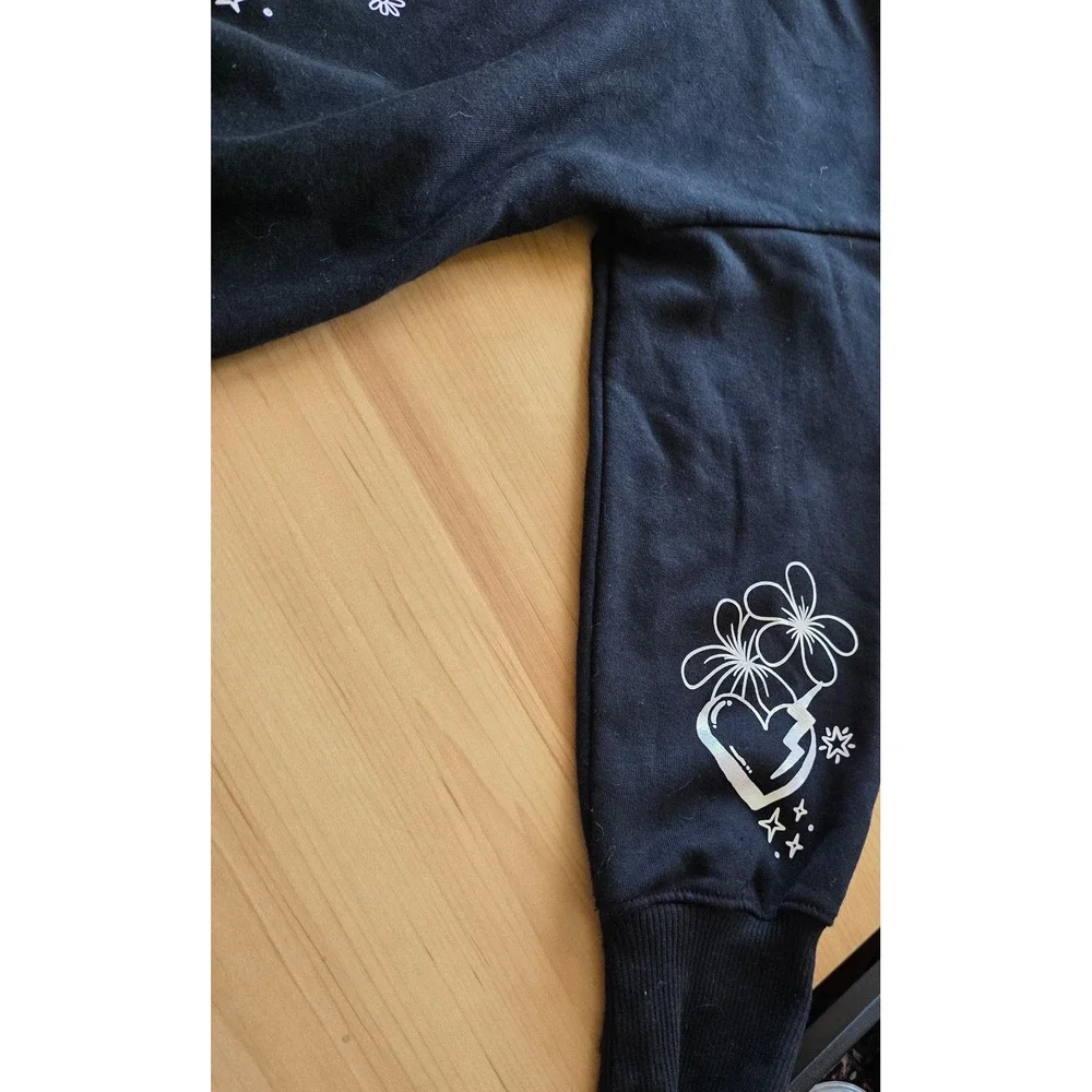 Justice Girls Black Finding My Peace Holographic Sweatshirt and Sweatpants Set S